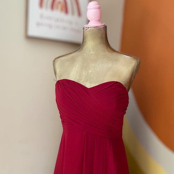 Camille La Vie Deep Red Evening Bridesmaid Gown - Picture 2 of 3